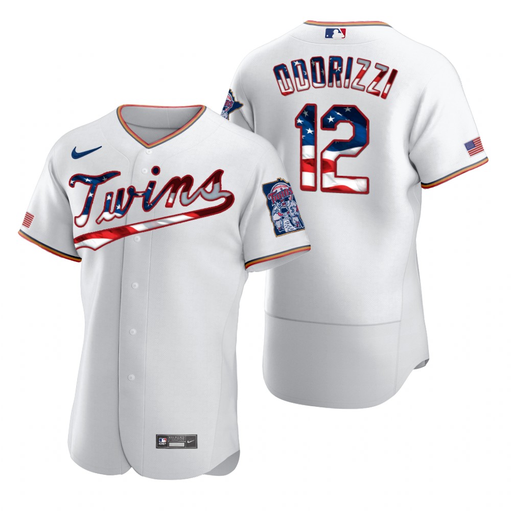 Minnesota Twins #12 Jake Odorizzi Men Nike White Fluttering USA Flag Limited Edition Authentic MLB Jersey->detroit tigers->MLB Jersey